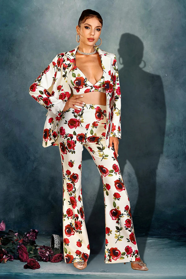 Danaja Floral Pantsuit 3 Piece Ensemble