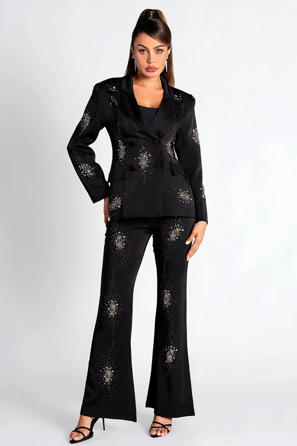 Quaashie Beaded Rhinestone Blazer Set