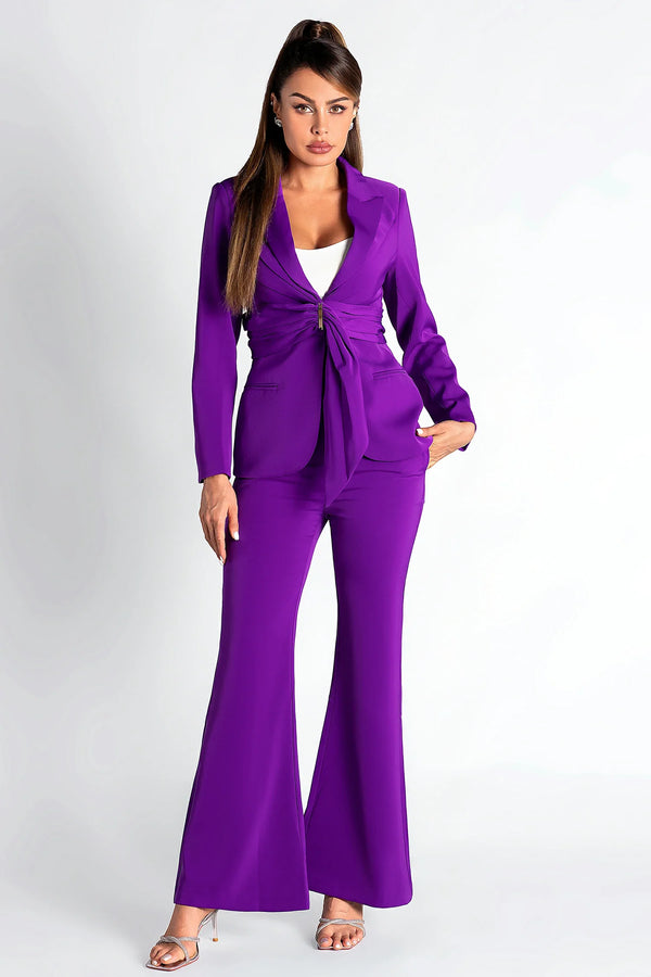 Sepheres Belted Pleat Blazer Set