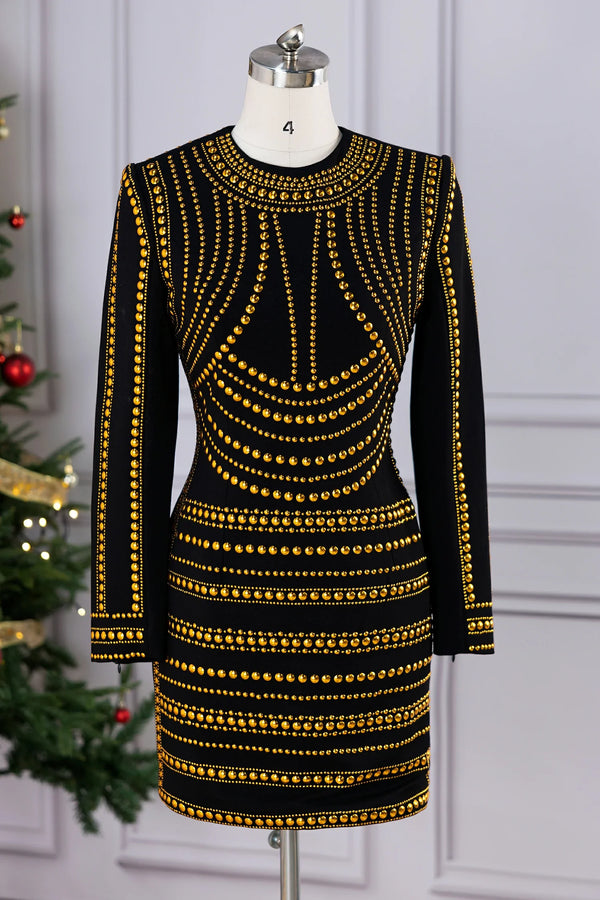 Halima Long Sleeve Beaded Mini Dress