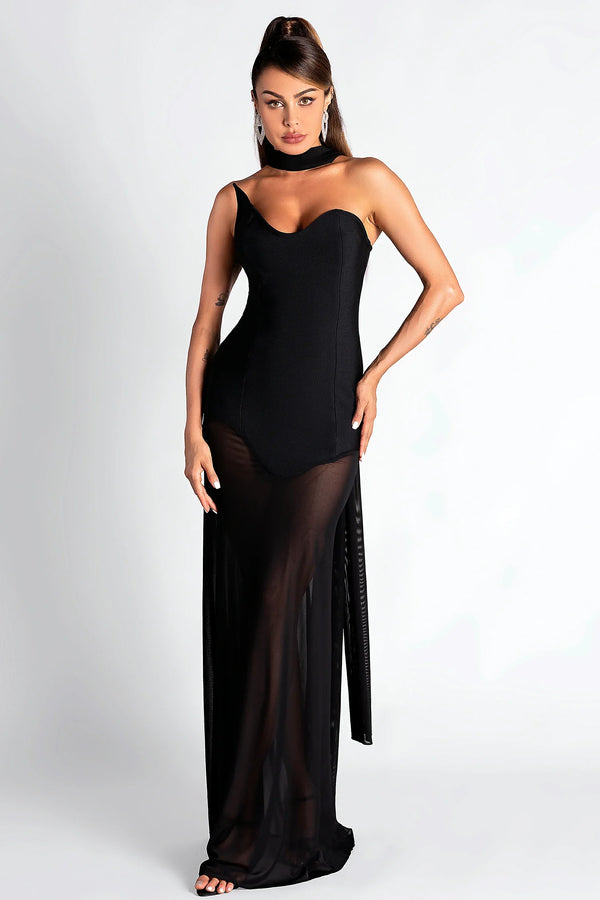 Paki Mesh Draped Bandage Dress