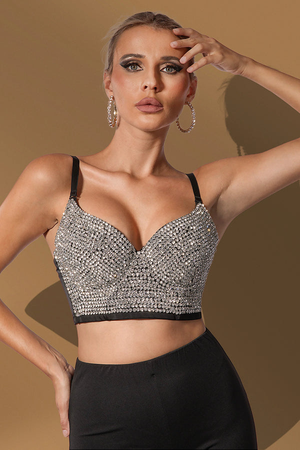 Celyne Sparkling Rhinestone Bustier Top