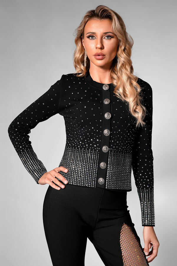 Syra Button Sequin Knit Sweater