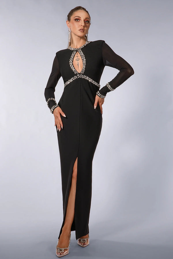 Lynnae Rhinestone Cutout Maxi Dress