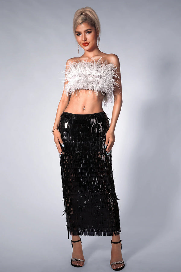 Catelyn Sequin Feather Fringe Set