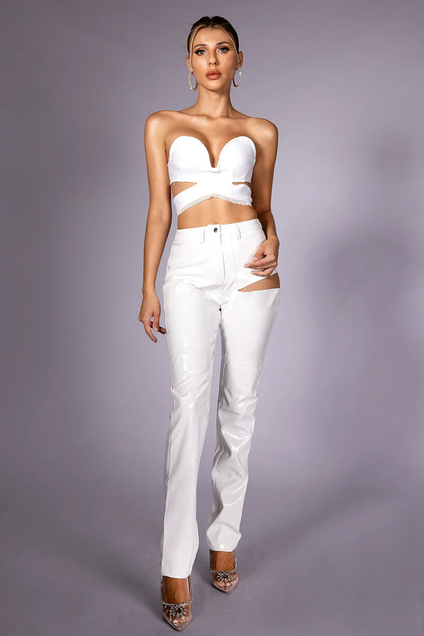 Adeline Trim PU Cutout Set in White