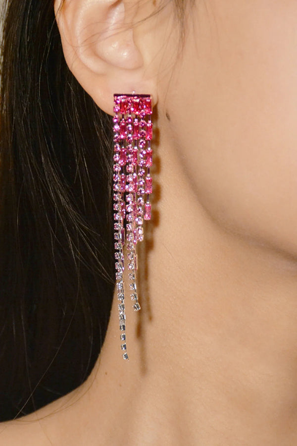 Annika Tassel Chain Full Diamond Earrings