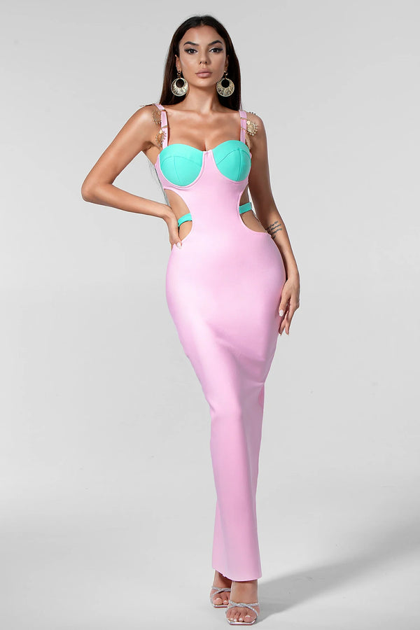 Anneliese Cutout Bandage Dress in Pink